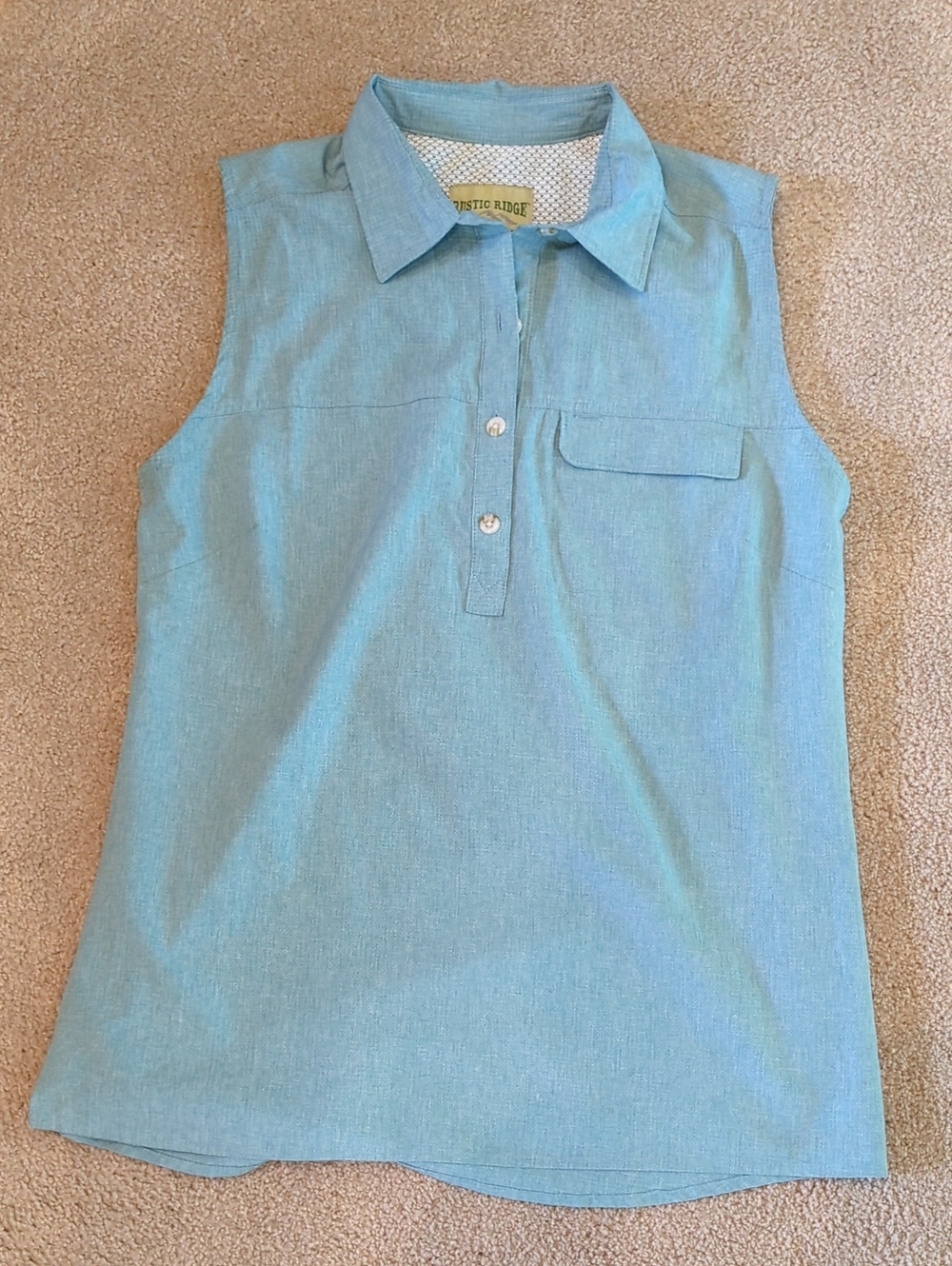 NWOT Rustic Ridge Women's Sleeveless Polo Top - Seafoam Green